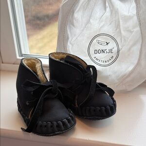 Donsje Blue Kids Moccasin Boots with Cozy Lining 0-6 months
